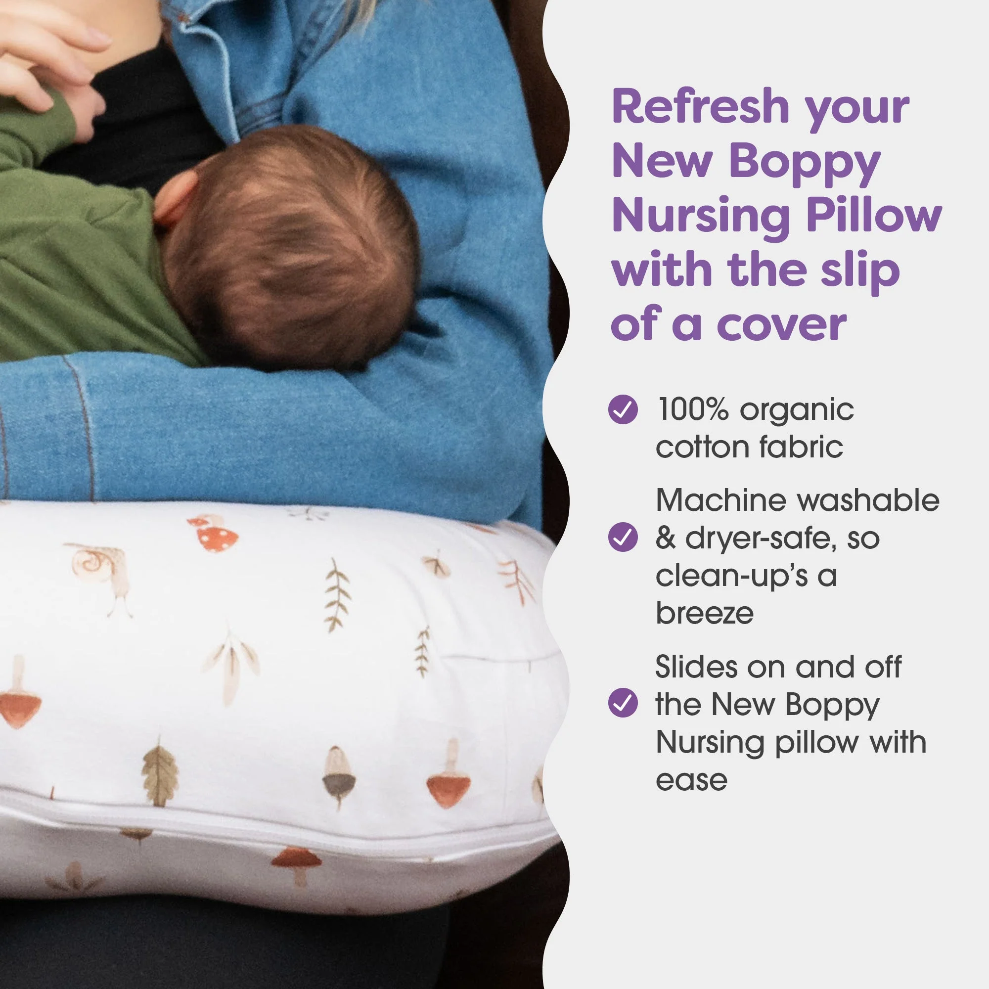 New Boppy Nursing Pillow Organic Cotton Cover - Image 12